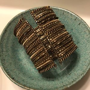 Gold beaded cuff bracelet